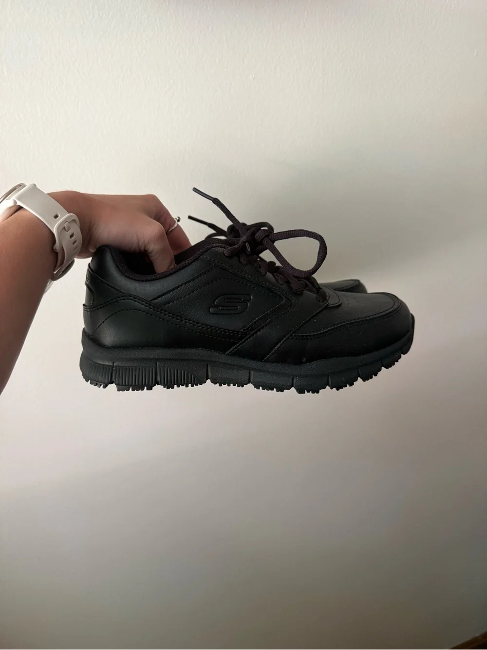 Skechers Black Leather Non-Slip Sneakers
